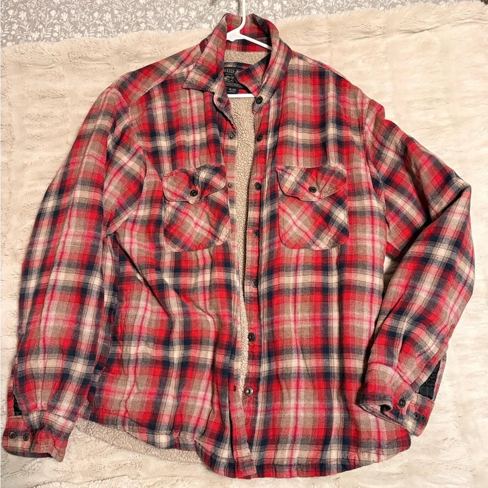 Plaid Red and Black Men's Shirt Jacket